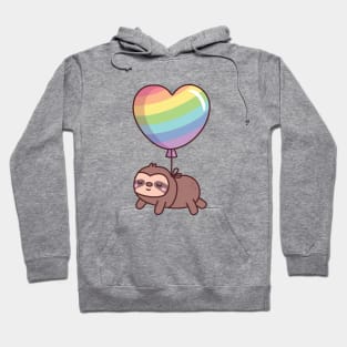 Cute Sloth With Rainbow Heart Balloon Hoodie